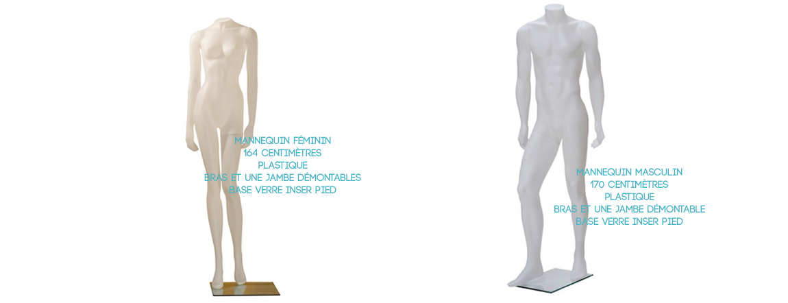 Deux mannequins en plastique disponibles chez L'Ensemblier.